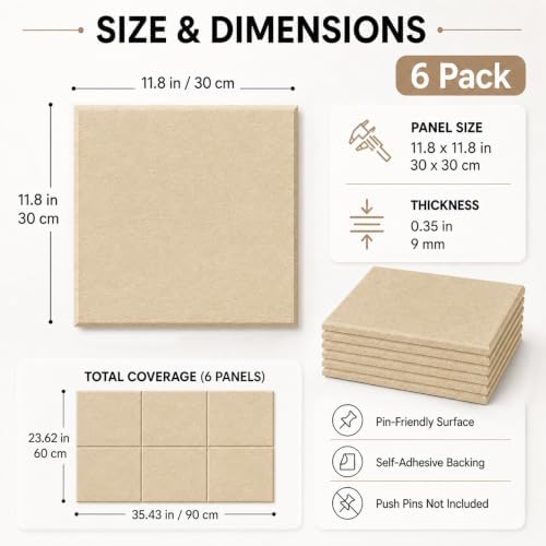 Felt Bulletin Board Tiles, Large Cork Board Alternative,24 x 36 in