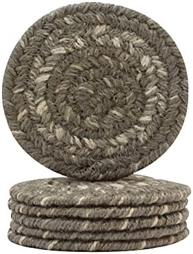 Homespice Grey Cloud Jute Braided Coasters, Round 4" Set of 6