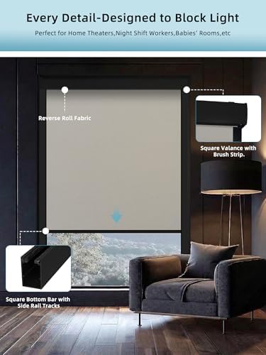 SmartWings Motorized Smart Roller Shades, 100% Blackout Bouvar Cream
