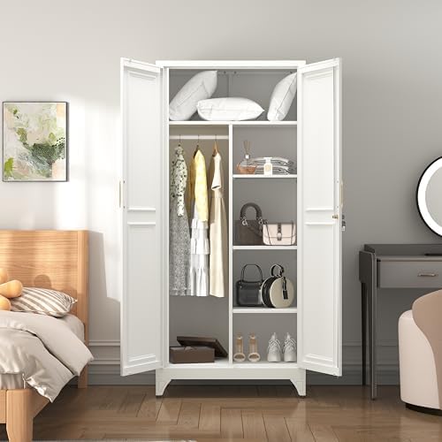 SteeLoong Armoire Wardrobe Closet,71" H Wardrobe Cabinet with Locking Doors