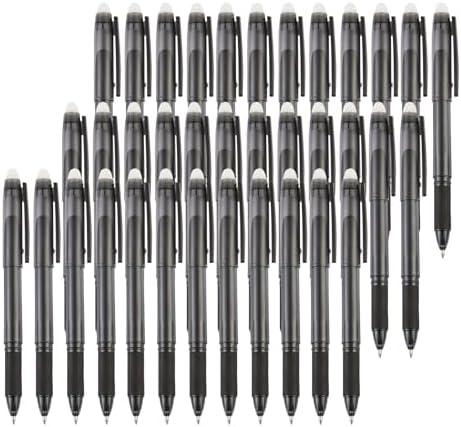 Volcanics Erasable Gel Pens, 0.7mm Fine Point, Soft Black, 36 Pack | Erasable Ink Pens With Eraser Cap, Smooth Writing For Journaling, Note Taking, Home And Office Use