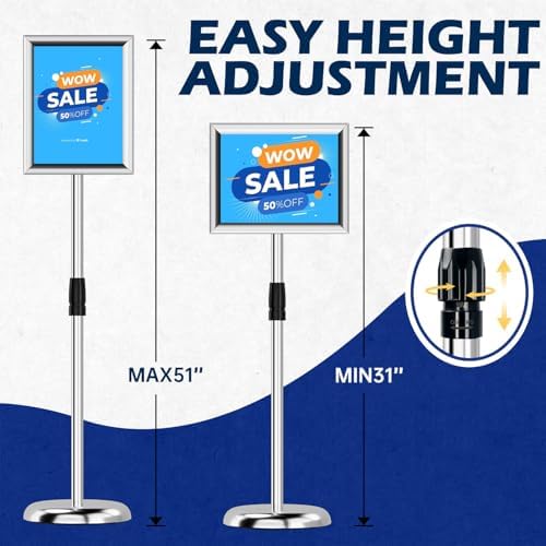 8.5x11 Sign Stands for Display, Adjustable Sign Holder Silver 1ct