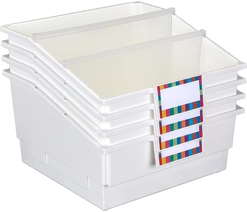 Really Good Stuff White Picture Book Classroom Library Bins, 4 Pack
