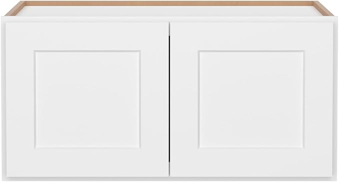 Furinno Shaker Wall Refrigerator Top Kitchen Cabinet, 2-Doors, White | 24 D x 30 W x 15 H, Adjustable Hinges, Soft-Close Shaker-Style Door, Ready to Assemble, Plywood, for Pantry, Dining Room