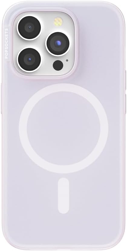 PopSockets iPhone 15 Pro Phone Case with MagSafe- Opalescent White | Magnetic, Wireless Charging, Camera & Drop Protection, White, Iridescent, Holographic