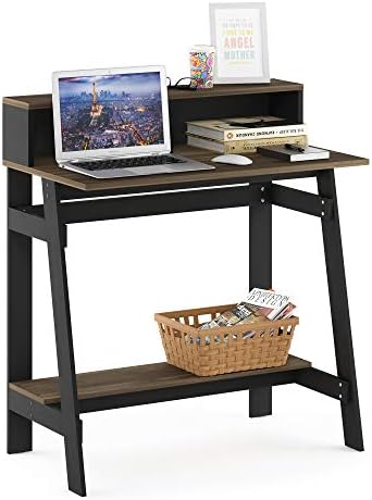 31.6 Wide Gaming Desk with Monitor Stand, A Frame Computer Desk with Shelf, Office Desk for Dorm, Home Office, Study Room, Bedroom, Columbia Walnut
