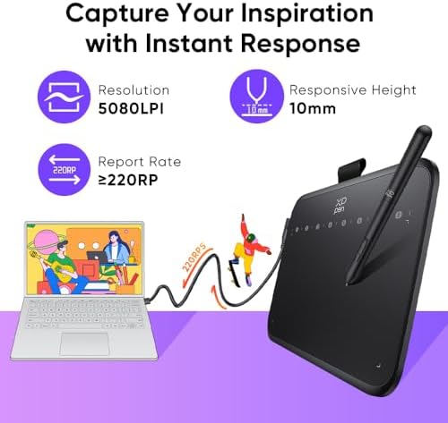 XPPen Deco 640 Drawing Tablet with 16384 Pressure Levels Sensitivity Battery-Free Stylus 6*4 Inch OSU Drawing Pad Graphic Tablet for Digital Drawing Teaching Designing Editing Work for PC Mac Android