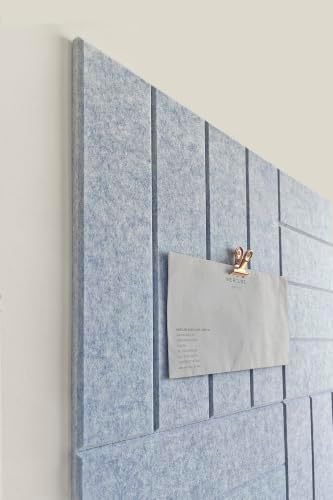 Slated Felt Bulletin Board Tiles | Cork Board Alternative for Walls | Wall Panels for Office & Home Decor | Aesthetic Pinboard & Photo Board | 12-Pack (11.8" x 11.8") with Adhesive | Blue Marble