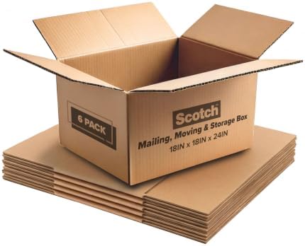 Scotch Moving and Storage Box, 18 in x 18 in x 24 in, 6-Pack