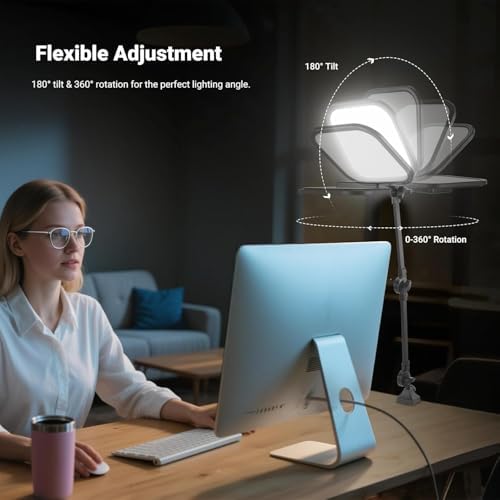 NEEWER Basics 10.8" Video Conference Lighting with Desk Clamp Stand, 15W Bi Color Edge Lit Full Screen Dimmable Streaming Light CRI95+ for Video Recording Computer Laptop Webcam Zoom Calls, L220