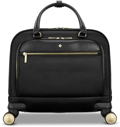 Samsonite Mobile Solutions 2 Spinner Mobile Office - Carry-On Rolling Laptop Bag with USB Pass-Through, Padded Laptop & Tablet Sleeves, File Organizer, Smooth Spinner Wheels, StackIt™ Strap - Black