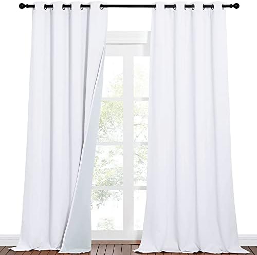 NICETOWN Full Shading Curtains for Windows, Super Heavy-Duty Noise Absorb Lined Blackout Curtains for Bedroom, Privacy Assured Window Treatment for Hotel (White, 2 PCs, 52 inches W x 95 inches L)