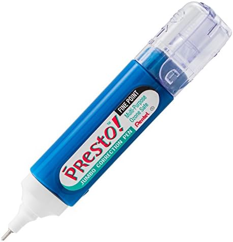 Pentel Presto! Jumbo Correction Pen, Fine Point, Metal Tip, Box of 12 (ZL31-W)