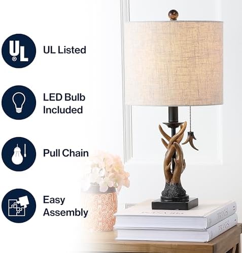 JONATHAN Y Gaston Rustic Faux Antler Resin Table Lamp 20.5", Brown