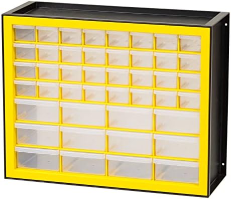IRIS Plastic Hardware Storage Drawer, 44 Drawer Parts Cabinet - Yellow