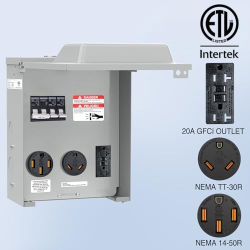 Nilight 20 30 50 Amp RV Power Outlet Box with Breaker 125/250V ETL Listed
