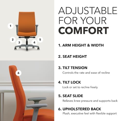 HON Ignition 2.0 Ergonomic Office Chair, Lumbar Support, Apricot