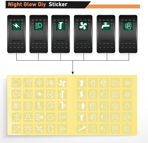 Nilight 3 Gang Rocker Switch Panel SPST On Off 5PIN Electrical Toggle Green