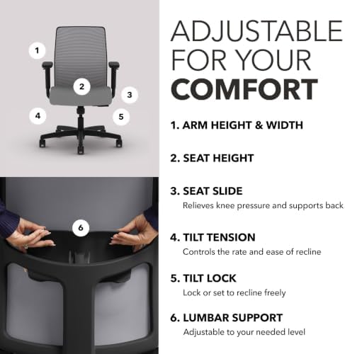 HON Ignition 2.0 Low Back Ergonomic Office Chair, Desk Chair, Frost
