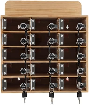 Cell Phone Locker Box,15 Slots Cell Phone Storage Locker, Clear Acrylic Storage Cabinet with Lock for School Factory Office