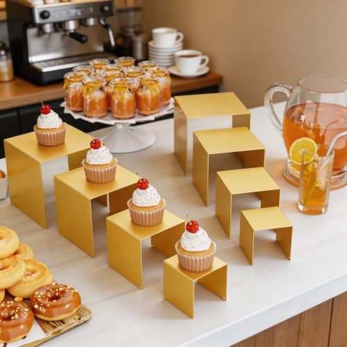 Display Stand & Risers, 8 Pcs Set Metal Rectangular Cupcake Stands