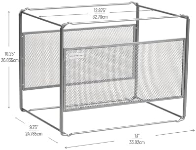 Mind Reader Hanging File Folder Organizer, Desktop Organizer, Storage, Office, Metal Mesh, Silver