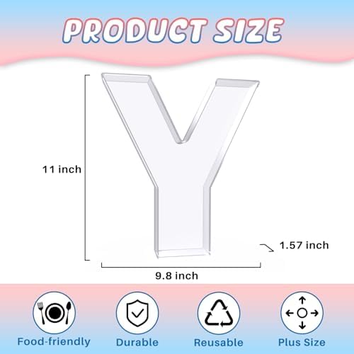 11" Acrylic Letter Charcuterie Box, Reusable Fillable Alphabet Number Shaped Form Tray for Birthday Anniversaries, Party Decorative Serving Plates Display Candy Cake (Y)
