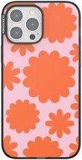 PopSockets iPhone 13 Pro Max Phone Case w/MagSafe- Floating Florals | Magnetic, Wireless Charging, Camera & Drop Protection, Hot Pink, Flower, Floral