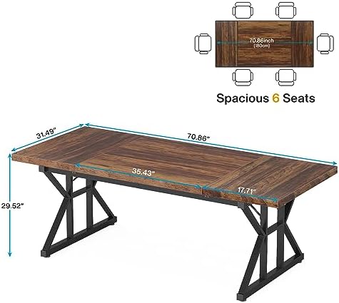Tribesigns 70.8-Inch Executive Desk, Large Computer Office Desk Workstation, Modern Simple Style Laptop Desk Study Writing Table Business Furniture for Home Office (Brown/Black, 70.8 Inch)