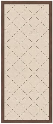 Kate and Laurel Framed Fabric Pinboard 18 x 42, Green Lattice Pattern Printed Linen Classic Bulletin Board for Use as a Vision Board or Wall Organization, Florence Medium Brown Frame