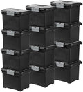 Sterilite Portable File Box with Latching Lids for Home and Office, 12-Pack | Heavy-Duty and Stackable Plastic Containers with Latches for Closet, Cabinet, Bedroom, Bathroom and Dorm Room Organization