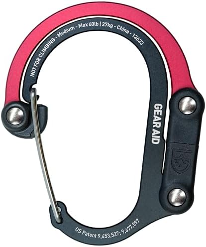 GEAR AID HEROCLIP 360° Swivel Carabiner Gear Clip and Hook (Medium) for Camping, Backpack, Suitcases and Garage Organization