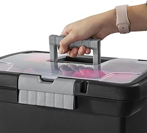 Sterilite Portable File Box, Letter File Storage Bin with Handle, 4 Pack | Heavy-Duty and Stackable Plastic Containers with Latches for Closet, Cabinet, Bedroom, Bathroom and Dorm Room Organization