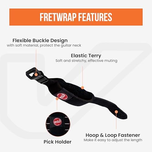Gruv Gear Fret Wrap & Guitar Mute MTD Edition, Fretwrap for Acoustic, Electric & Bass | String Dampener Recording, Tapping & Practice Accessory (3 Pack, Small MTD Edition, Fits 4 String Bass, 6