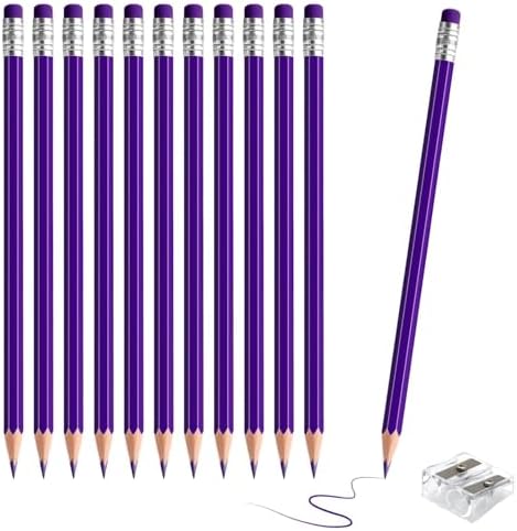 12 PCS Purple Pencils with Eraser, Pre-Sharpened HB Pencils for Writing & Drawing, School Supplies for Kids Homework, Tests, Art Crafts & Teacher Grading (Purple)