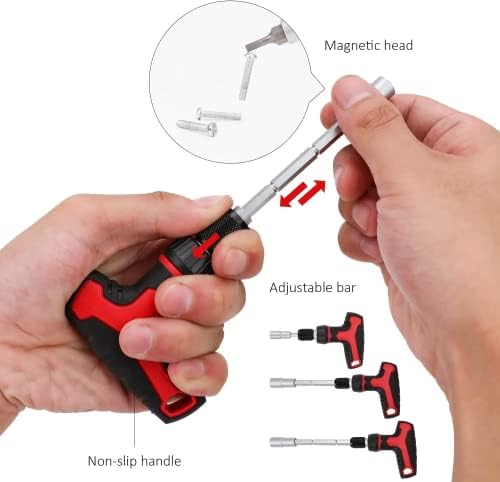 Amazon Basics 27-Piece Ratchet Screwdriver and Socket Set, Light-Duty T-Handle with Magnetic Bit Holder, Cr-V Steel, for Household DIY, Electronics and Appliance Repair, Compact Tool wit Hard Case