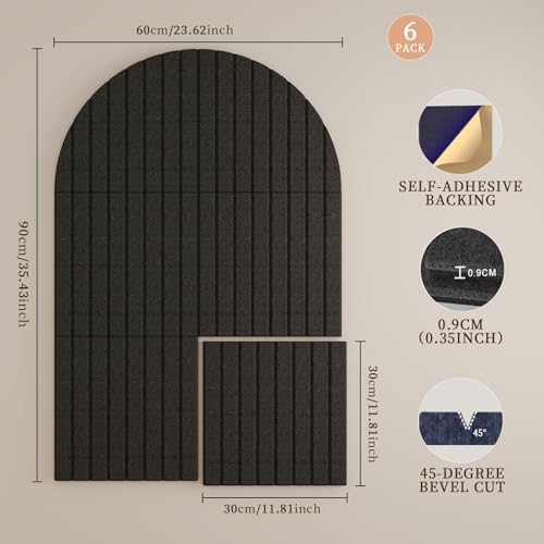 JBER Arched Cork Board Alternative 36" x 24", 6 Pack, Black