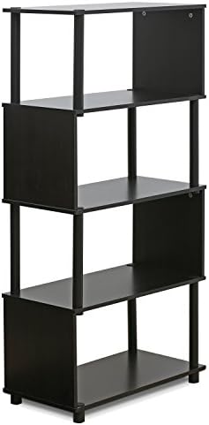 Furinno 5-Tier Flexi Rack, Espresso | Open Frame Storage Shelves, Easy Assembly, for Organization and Storage, Living Room, Garage, Home Office