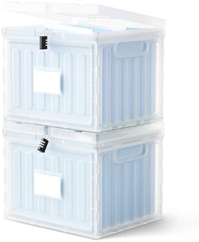 Oterri Lockable Plastic File Box with Lid for Letter-Size | Hanging File Folders Not Included. Clear, Large 2-Pack. Home, Office, Classroom, Dorm, Tax, Under Bed, Filing Cabinet.