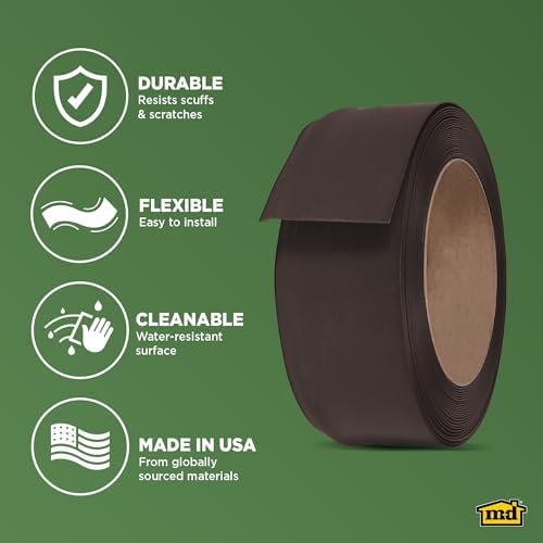 MD Building Vinyl Wall Base, Brown, 4in x 60ft Dry Back Trim