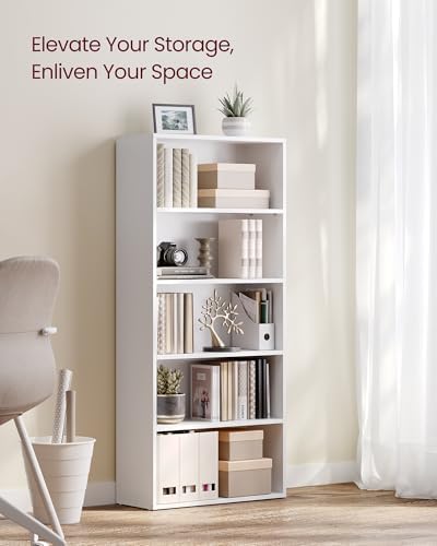 VASAGLE 5-Tier Bookshelf, Storage Organizer, 23.6 x 9.4 x 52.8 Inches