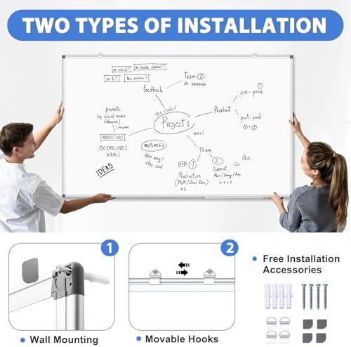 Double-Sided White Board Dry Erase Magnetic Whiteboard Wall 72x40 Large