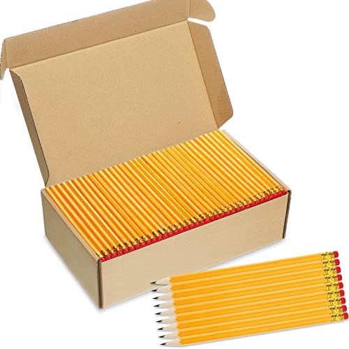 Zhehao 1200 Pack #2 HB Pencils Bulk, Yellow Wood Cased Unsharpened Pencils with Erasers for Back to School Supplies, Classroom, Teachers, Students, Testing, Office