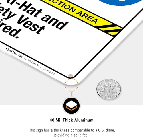 Hard-Hat and Safety Vest Required Sign, ANSI Caution Sign,
