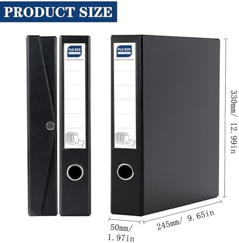 Storage File Boxes, 6 Pack Foldable File Boxes, 50mm Spine, Black