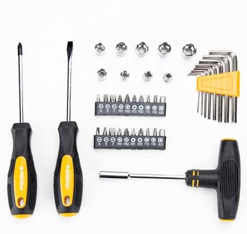 CARTMAN 57-Piece Home Tool Kit, Yellow Household Tool Set With Storage Case