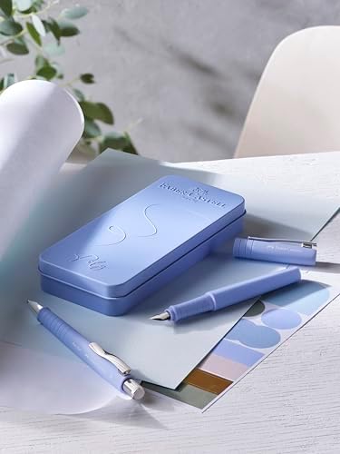 Faber-Castell Poly Pen Fountain and Ballpoint Pen Gift Set – Pale Iris: Fountain Pen Set with Broad Nib & Smooth Ballpoint Pen, Ergonomic Grip, Great for Journaling & Calligraphy (2 Count)