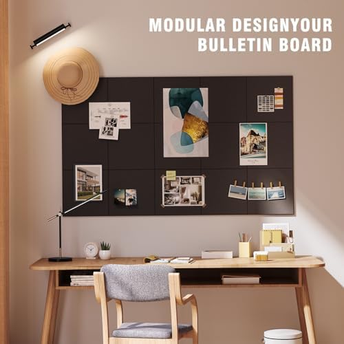 48"x36" Felt Corkboard Bulletin Board,TSJ OFFICE,12 Pack for Wall,Black