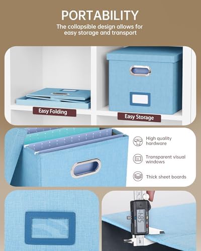 Oterri File Organizer, File Box, File Cabinet for Letter File Folder Storage, Portable Storage Bins with Lids for Office/Decor/Home,Document Organizer, 1 Pack,Sky-blue-Box Only
