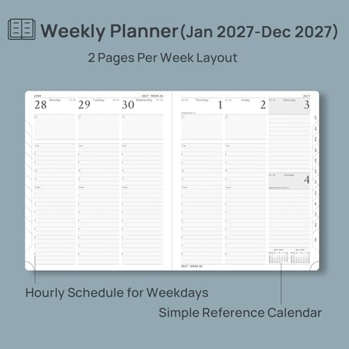 POPRUN 2027 Planner Weekly and Monthly, 8.5" x 10.5", Daily Calendar Book